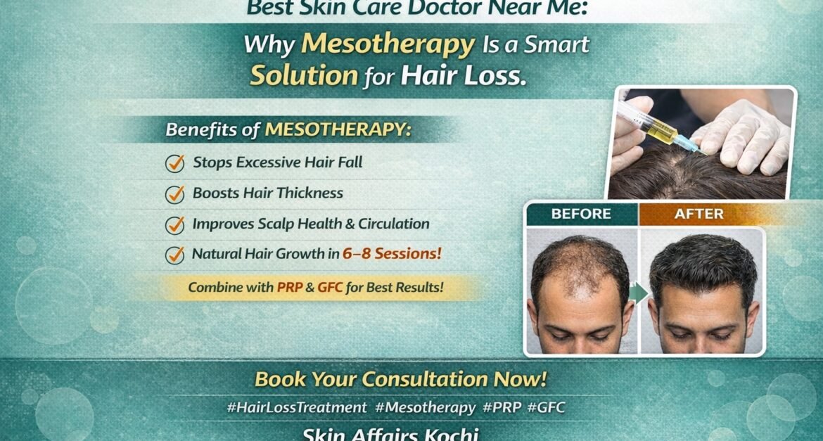 skin care doctor near me performing mesotherapy for hair loss
