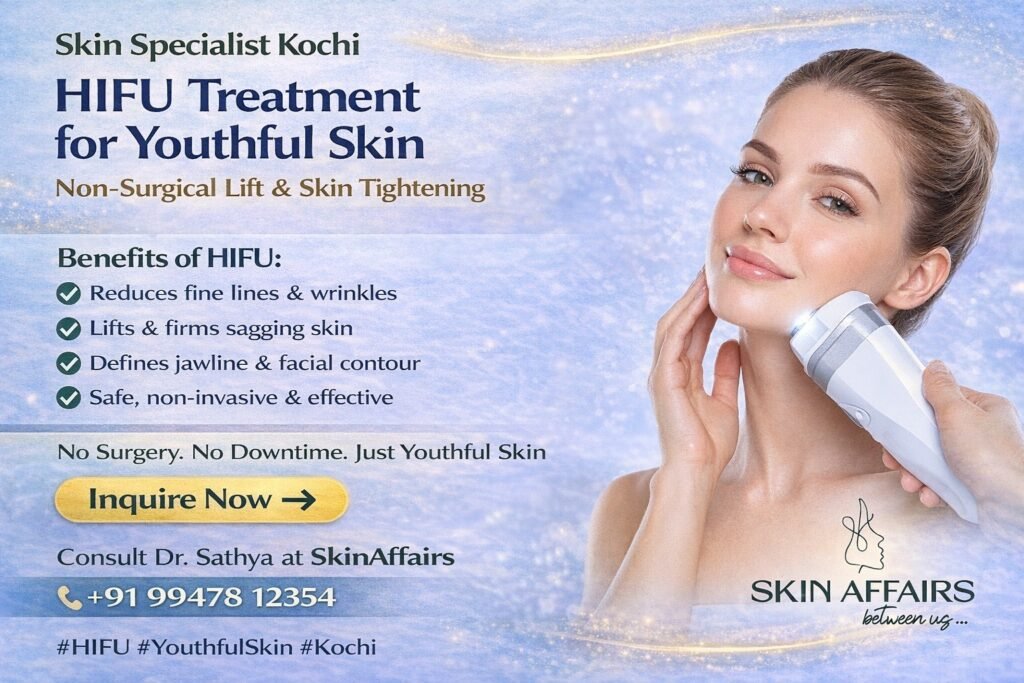 Non-surgical HIFU skin tightening by skin specialist Kochi