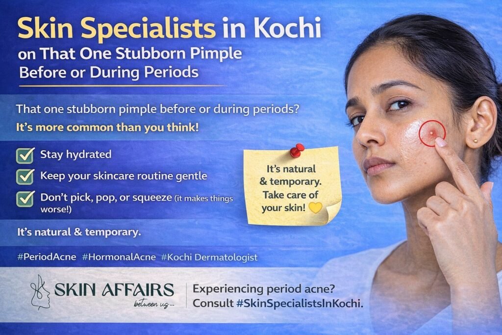 Skin specialists in Kochi explaining hormonal acne during periods