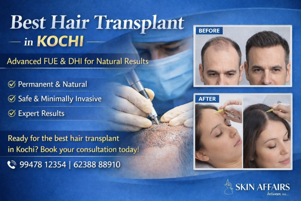 Best Hair Transplant in Kochi – Advanced FUE & DHI for Natural Results