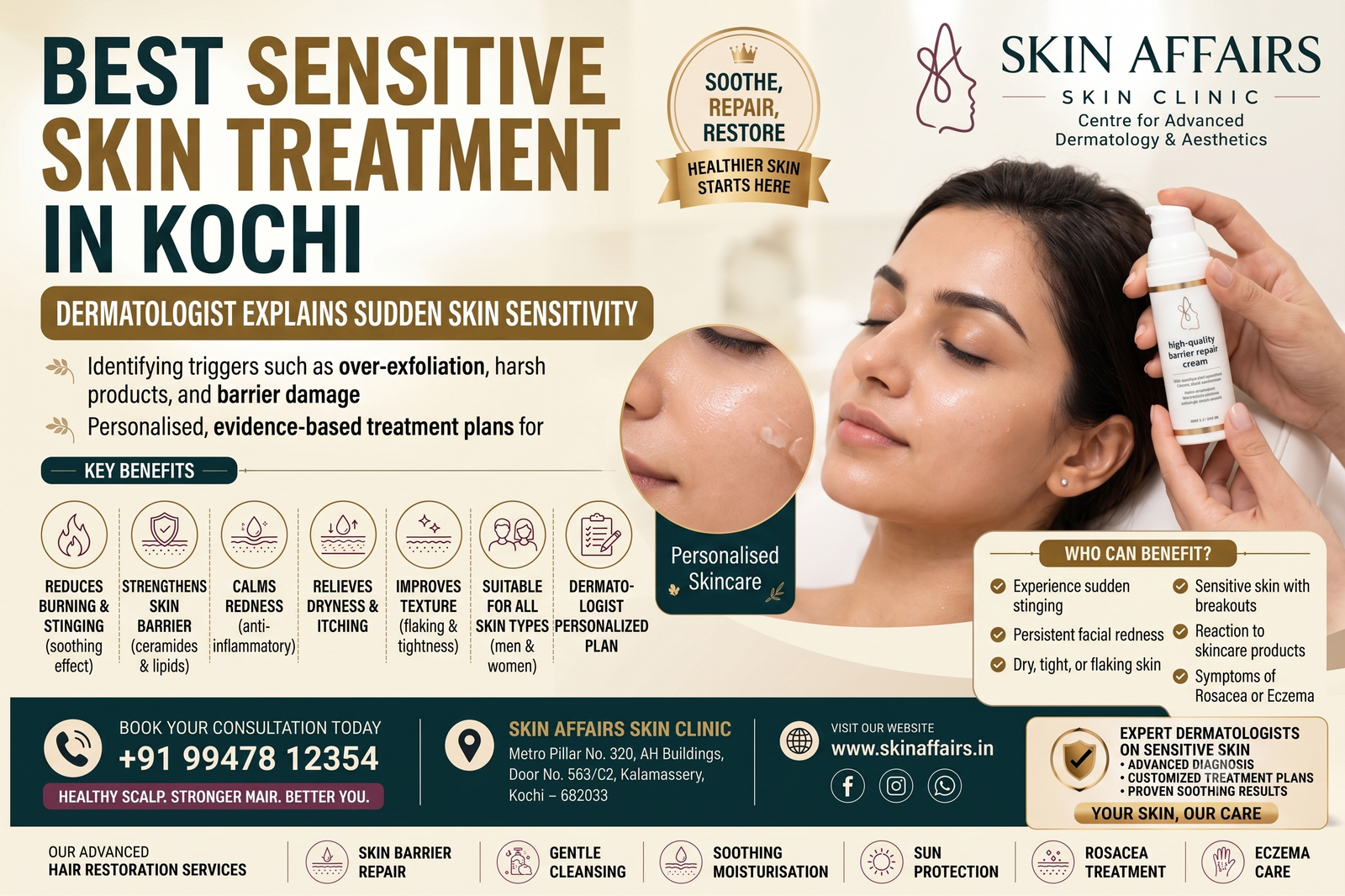 Sensitive Skin Treatment – Dermatologist examining a patient with sensitive skin at Skin Affairs